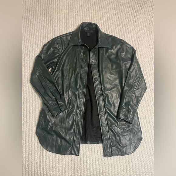 Maison Cinqcent fake leather forest green shacket✨ - Picture 1 of 7